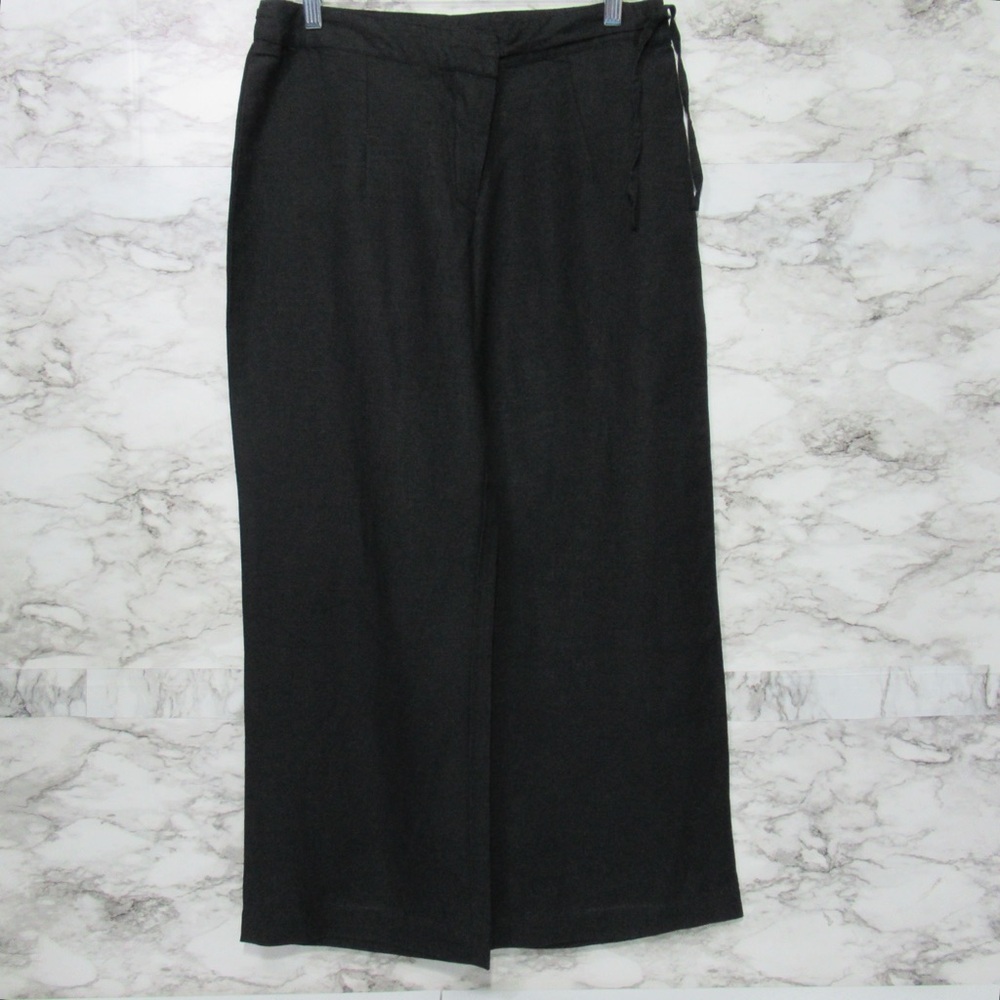 Fendi Black Linen and Silk Blend Wide Leg Crop Pants Size Small 38